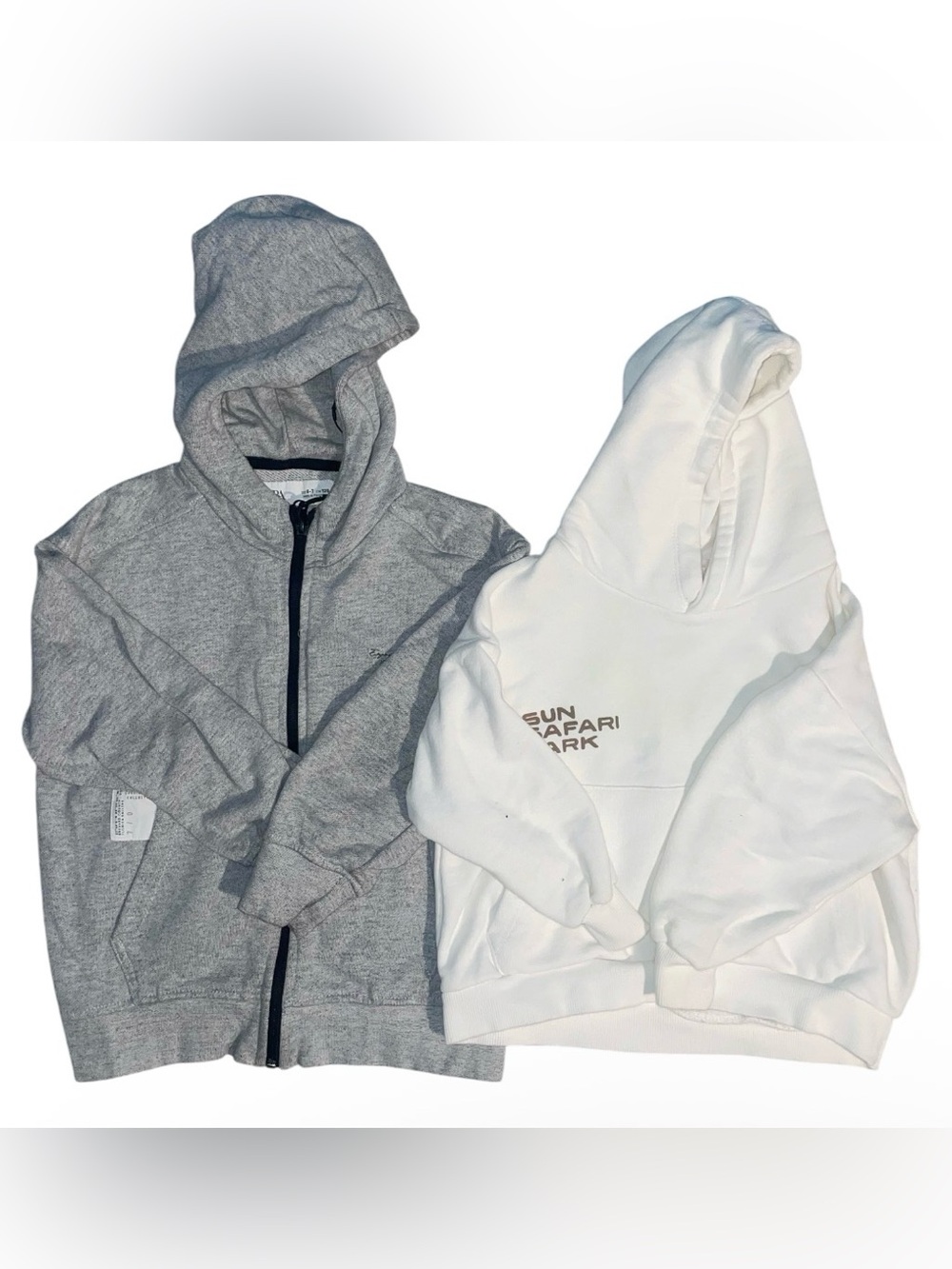 White Hoodie & Gray Zip-Up Jacket Set - Kids